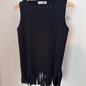 D. Exterior Italian Black Fringe Detail Top